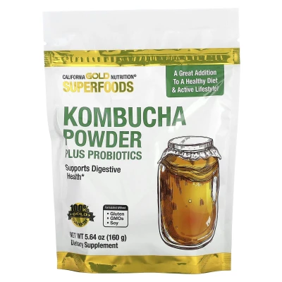 California Gold Nutrition - Superfoods | Kombucha Powder with Kombucha | Brewed Apple Cider Vinegar and Soluble Tapioca Fibre Plus Probiotics | 5.64 oz (160 g)