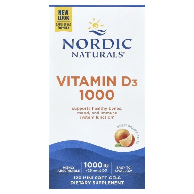 Nordic Naturals - Vitamin D3 1000 | Orange | 25 mcg (1000 IU) | 120 Mini Soft Gels