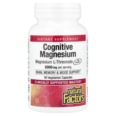 Natural Factors - Cognitive Magnesium | 90 Vegetarian Capsules (48 mg per Capsule)