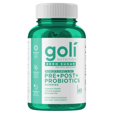 Goli Nutrition - Pre+Post+Probiotics Gummies | Zero Sugar | 60 Gummies