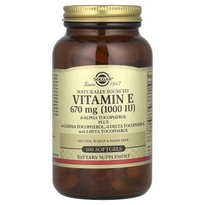 Solgar - Vitamin E | d-Alpha Tocopherol Plus d-Gamma Tocopherol | d-Delta Tocopherol and d-Beta Tocopherol | 100 Softgels