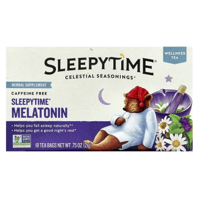 Celestial Seasonings - Wellness Tea | Sleepytime® Melatonin | Caffeine Free | 18 Tea Bags | 0.75 oz (21 g)