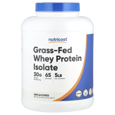 Nutricost - Grass-Fed Whey Protein Isolate | Unflavoured | 5 lb (2268 g)