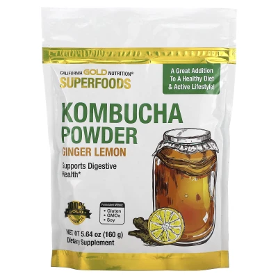 California Gold Nutrition - Superfoods | Kombucha Powder | Ginger Lemon | 160 g