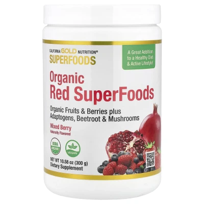 California Gold Nutrition - Superfoods | Organic Red Superfoods with Organic Acai | Organic Blueberry | Organic Cranberry | and Organic Pomegranate Powders | Mixed Berry | 10.58 oz (300 g)