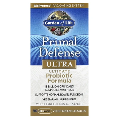 Garden of Life - Primal Defense® | Ultra | Ultimate Probiotic Formula | 90 UltraZorbe™ Vegetarian Capsules