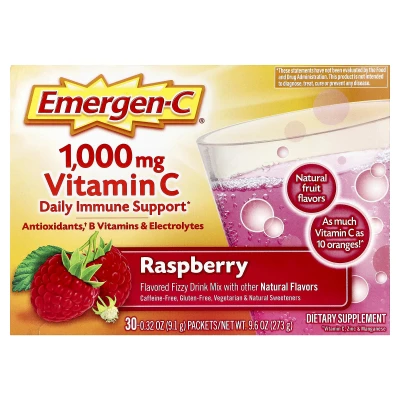 Emergen-C - Vitamin C | Raspberry | 30 Packets | 0.32 oz (9.1 g) Each
