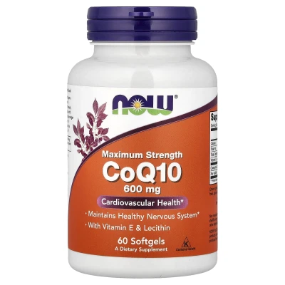 NOW Foods - CoQ10 With Vitamin E & Lecithin | 60 Capsules