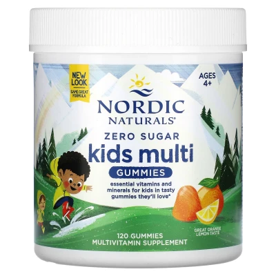 Nordic Naturals - Zero Sugar Kids Multi Gummies | Ages 4+ | Orange Lemon | 120 Gummies