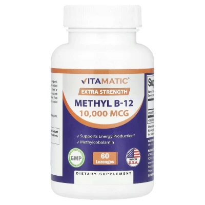 Vitamatic - Methyl B-12 | Extra Strength | 10000 MCG | 60 Pastilles