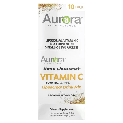 Aurora Nutrascience - Nano-Liposomal® | Vitamin C | Liposomal Drink Mix | 10 Packets | 0.32 oz (9 g) Each