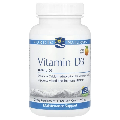 Nordic Naturals - Vitamin D3 | Orange | 25 mcg (1000 IU) | 120 Soft Gels