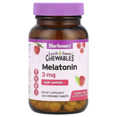 Bluebonnet Nutrition - EarthSweet® Chewables | Melatonin | Raspberry | 3 mg | 120 Chewable Tablets