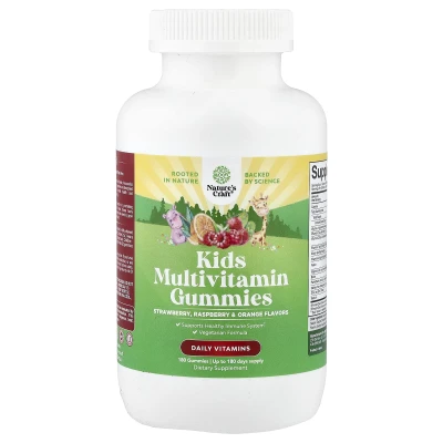 Nature's Craft - Kids' Multivitamin Gummies | Strawberry | Raspberry & Orange | 180 Gummies