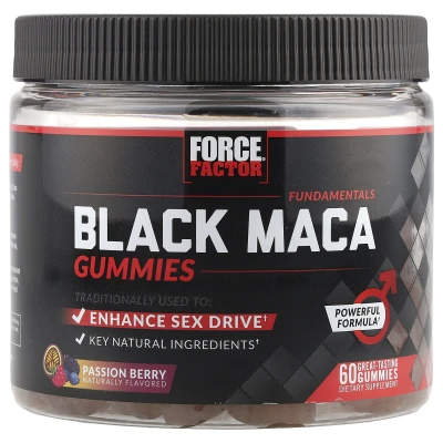 Force Factor - Fundamentals | Black Maca Gummies | Passion Berry | 60 Gummies