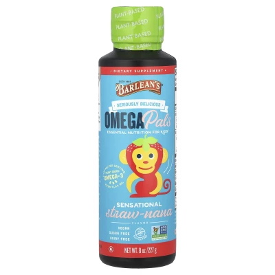 Barlean's - Omega Pals | Essential Nutrition For Kids | Sensational Straw-Banana | 8 oz (227 g)