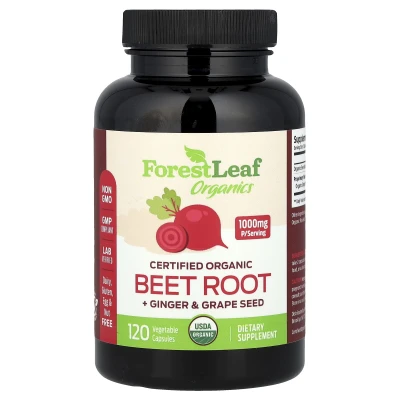 Forest Leaf - Certified Organic Beetroot + Ginger & Grape Seed | 120 Vegetable Capsules