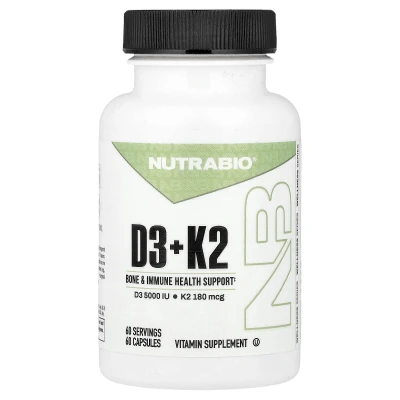 NutraBio - D3 + K2 | 60 Capsules