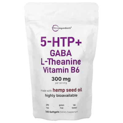 Micro Ingredients - 5 HTP + Gaba | L-Theanine | Vitamin B6 | 240 Capsules