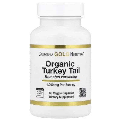 California Gold Nutrition - Organic Turkey Tail Mushroom | 60 Veggie Capsules (0.5 g per Capsule)