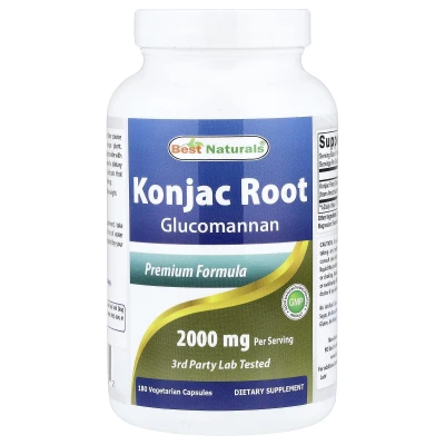 Best Naturals - Konjac Root | 180 Vegetarian Capsules (666 mg per Capsule)