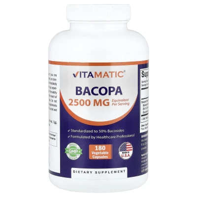 Vitamatic - Bacopa | 180 Vegetable Capsules (1250 mg per Capsule)