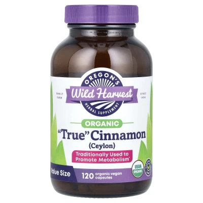 Oregon's Wild Harvest - Organic "True" Cinnamon (Ceylon) | 120 Organic Vegan Capsules (450 mg per Capsule)