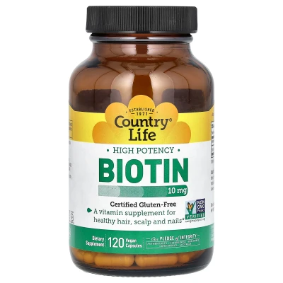 Country Life - Biotin | High Potency | 10 mg | 120 Vegan Capsules