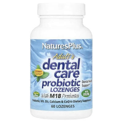 NaturesPlus - Adult's Dental Care Probiotic Lozenges | Peppermint | 60 Lozenges