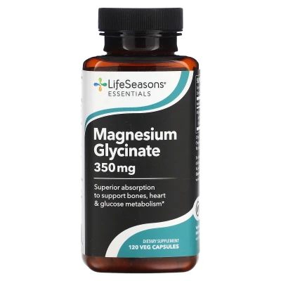 LifeSeasons - Magnesium Glycinate | 120 Veg Capsules (87.5 mg per Capsule)