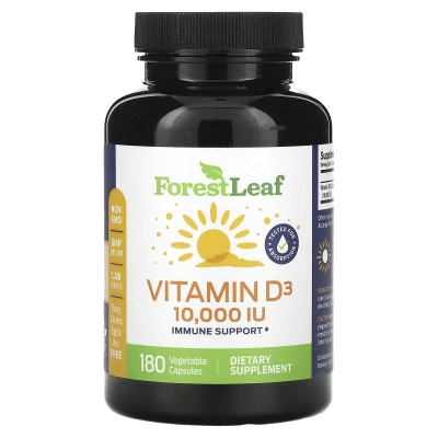 Forest Leaf - Vitamin D3 | 250 mcg (10000 IU) | 180 Vegetable Capsules