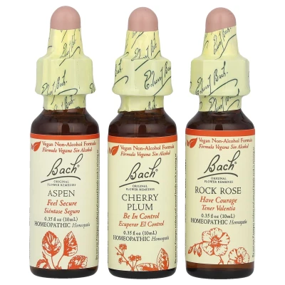 Bach - Original Flower Remedies | Bravery Kit | Fear No More | 3 Droppers | 0.35 fl oz (10 ml) Each