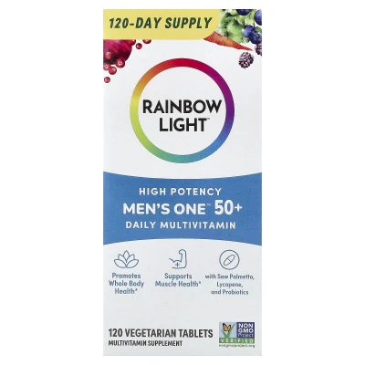 Rainbow Light - Men's One 50+ Daily Multivitamin | High Potency | 120 Vegetarian Tablets