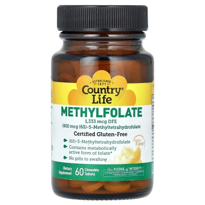 Country Life - Methylfolate | Orange | 1333 mcg DFE | 60 Chewable Tablets