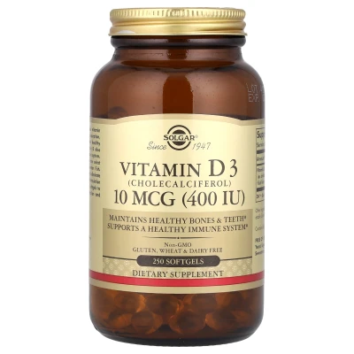 Solgar - Vitamin D3 | 10 mcg (400 IU) | 250 Softgels