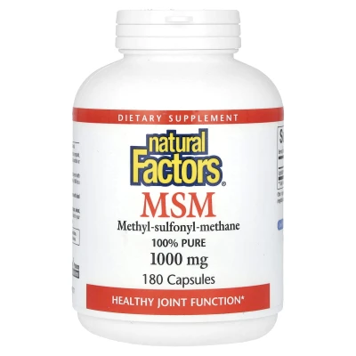 Natural Factors - MSM | Methyl-Sulfonyl-Methane | 1000 mg | 180 Capsules