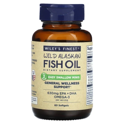 Wiley's Finest - Wild Alaskan Fish Oil | Easy Swallow Minis | 60 Softgels