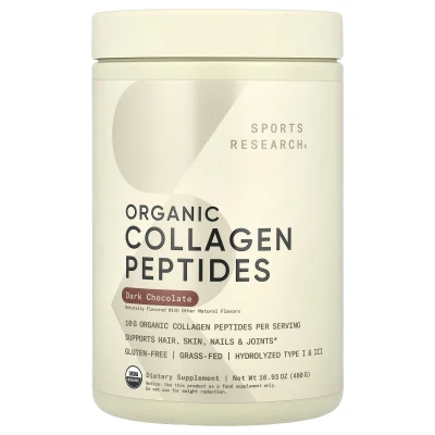Sports Research - Organic Collagen Peptides | Dark Chocolate | 16.93 oz (480 g)