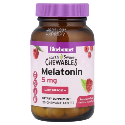 Bluebonnet Nutrition - Earth Sweet® Chewables | Melatonin | Raspberry | 5 mg | 120 Chewable Tablets