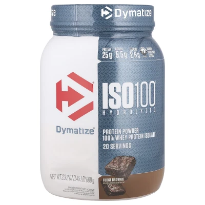 Dymatize - ISO100® Hydrolysed | 100% Whey Protein Isolate | Fudge Brownie | 1.45 lb (660 g)