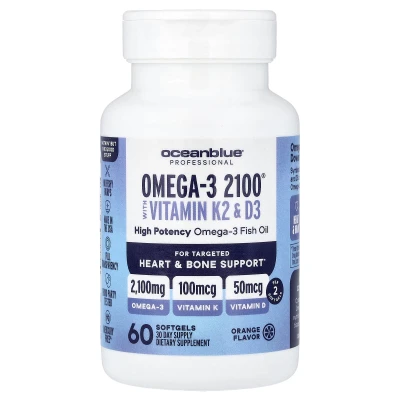 OceanBlue - Professional | Omega-3 2100® with Vitamin K2 & D3 | Orange | 60 Capsules