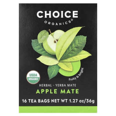 Choice Organics - Herbal Yerba Mate | Apple Mate | 16 Tea Bags | 1.27 oz (36 g)
