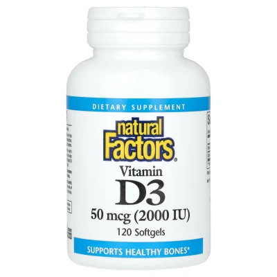 Natural Factors - Vitamin D3 | 50 mcg (2 | 000 IU) | 120 Softgels