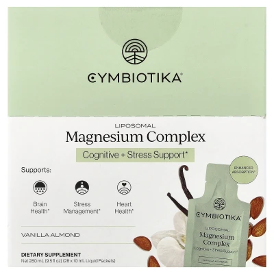 Cymbiotika - Liposomal Magnesium Complex | Vanilla Almond | 28 Liquid Packets | 0.3 fl oz (10 ml) Each