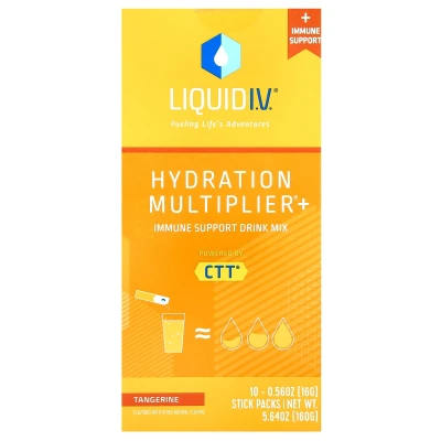 Liquid I.V. - Hydration Multiplier + Immune Support Drink Mix | Tangerine | 10 Stick Packs | 0.56 oz (16 g) Each