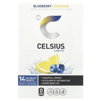 Celsius - Live Fit | Blueberry Lemonade | 14 On-The-Go Packets | 0.19 oz (5.48 g) Each