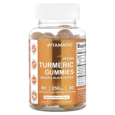 Vitamatic - Vegan Turmeric Gummies | Natural Peach | 60 Gummies