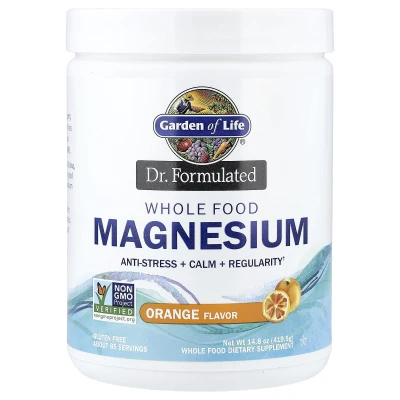 Garden of Life - Dr Formulated | Whole Food Magnesium | Orange | 14.8 oz (419.5 g)