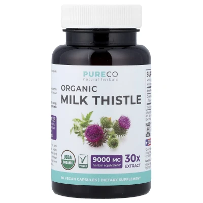 Pure Co. - Organic Milk Thistle | 60 Vegan Capsules (300 mg per Capsule)