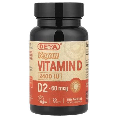 Deva - Vegan Vitamin D2 | 60 mcg (2400 IU) | 90 Tablets